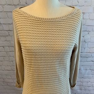 Beige perforated knitted blouse